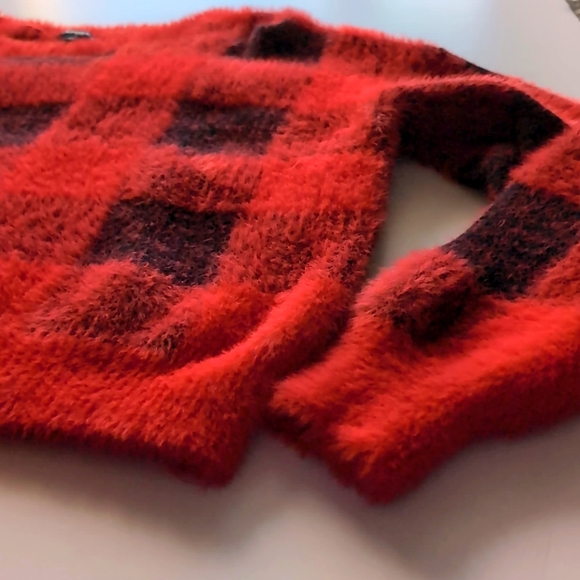 Express Buffalo Plaid Fuzzy Sweater, Size Women's Large - Picture 6 of 10